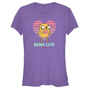 Junior's Women Adventure Time Valentine's Day Jake Being Cute T-Shirt - 1 of 4