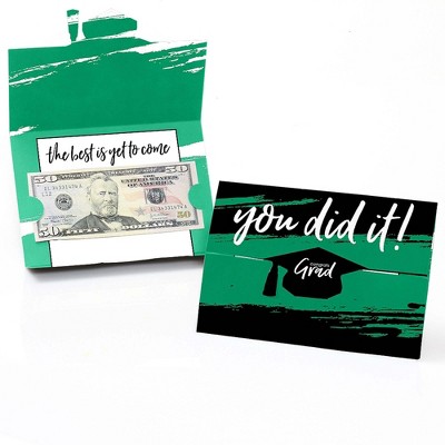 Big Dot of Happiness Green Grad - Best is Yet to Come - Green Graduation Party Money and Gift Card Holders - Set of 8