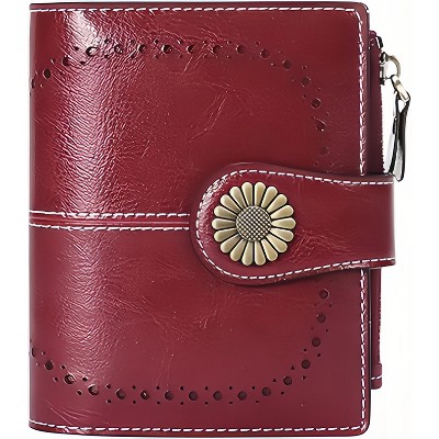 Wikineon Small Women's Leather Bifold Wallet - RFID Blocking Credit Card Holder with Zipper Coin Pocket, Organized Card Slots for Easy Access