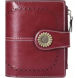 Wikineon Small Women's Leather Bifold Wallet - RFID Blocking Credit Card Holder with Zipper Coin Pocket, Organized Card Slots for Easy Access - 1 of 4