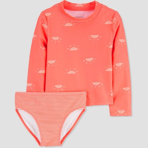 Baby Girls' Long Sleeve Colorblock Rashguard One Piece Swimsuit - Cat &  Jack™ Pink 18m : Target