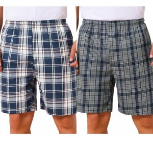 INSPIRE CHIC Men's Summer Lounge Elastic Waist Plaid Sleep Shorts 2 Packs - 1 of 4