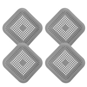 Unique Bargains Shower Drain Hair Catcher Square Drain Cover with Anti-slip Point Silicone Hair Stopper - 1 of 4
