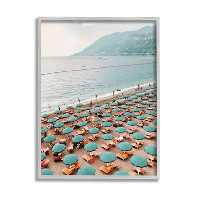Stupell Industries Beach Umbrellas Coastal Vacation Framed Giclee