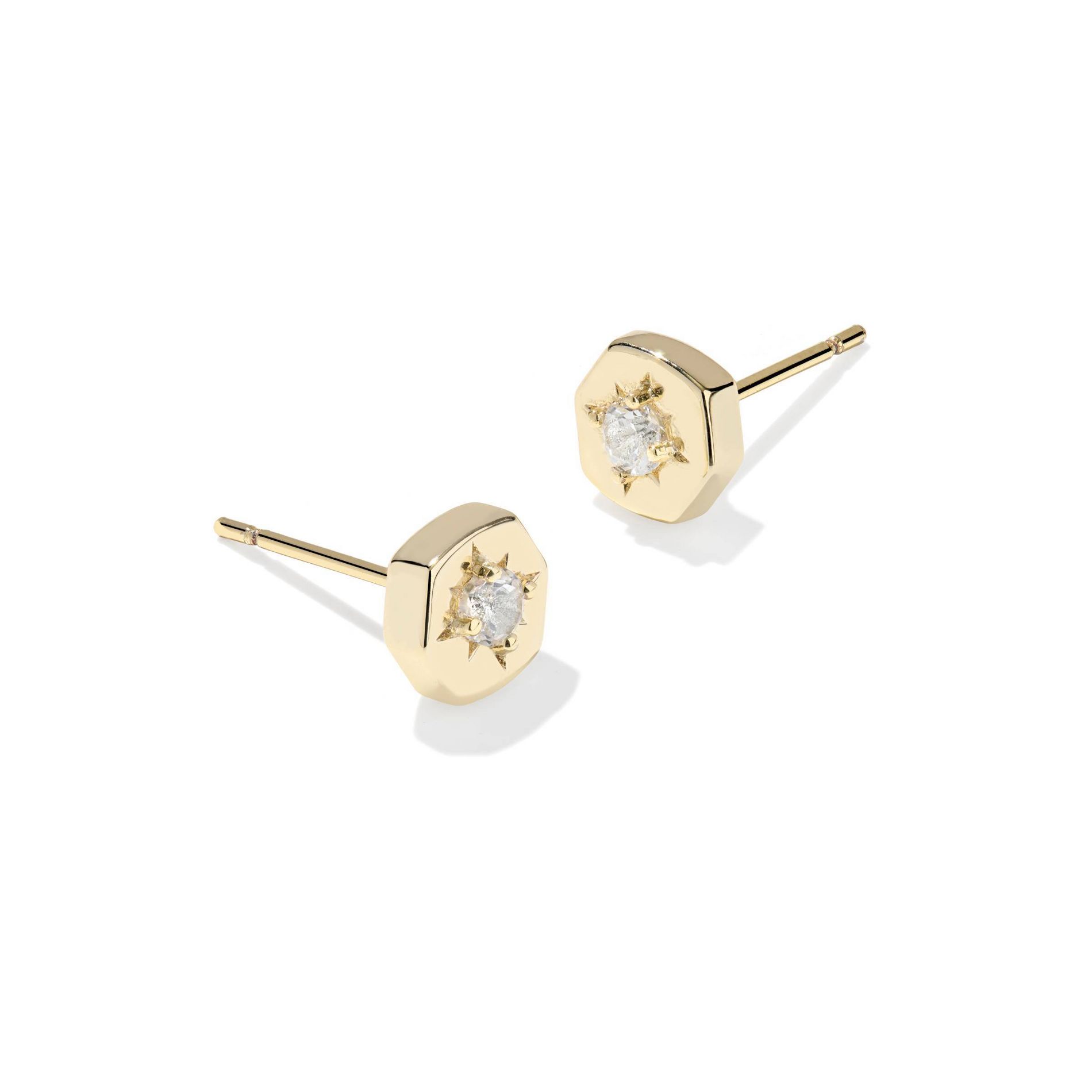 Kendra Scott Riley Stud Earrings - Gold/White Topaz