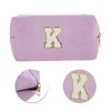Unique Bargains Corduroy Rectangular Letter Makeup Bag Pink Purple 1 Pc - 4 of 4