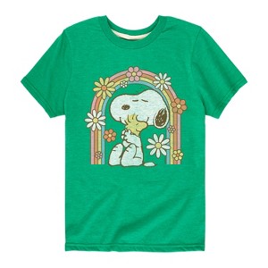 Boys' - Peanuts - Retro Flower Rainbow Short Sleeve Graphic T-Shirt - 1 of 4