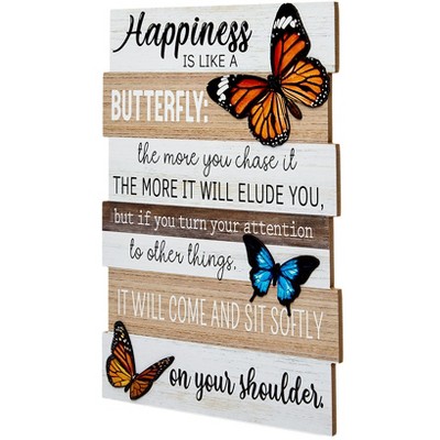 The Lakeside Collection Butterfly Wood Decor Block Sign Hanging Sign Or Butterfly Block Sign