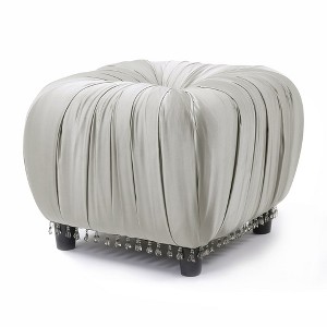 Gracie Pleated Decorative Ottoman Satin, Flint Grey Satin - 1 of 4