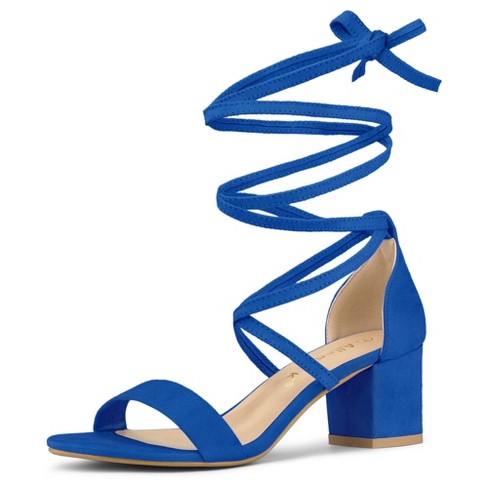 Blue mid heel sandals sale