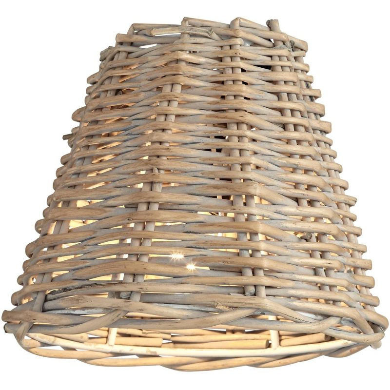 Springcrest Collection Set of 6 Lamp Shades Natural Wicker Weave Small 3" Top x 6" Bottom x 5" High Candelabra Clip-On Fitting, 5 of 8