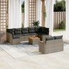 vidaXL 9 Piece Patio Sofa Set with Cushions Beige Poly Rattan - 2 of 4