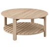 35.5" Engineered Wood Round Coffee Table with Slatted Lower Shelf for Extra Storage, Perfect for Rustic Living Rooms - 2 of 4