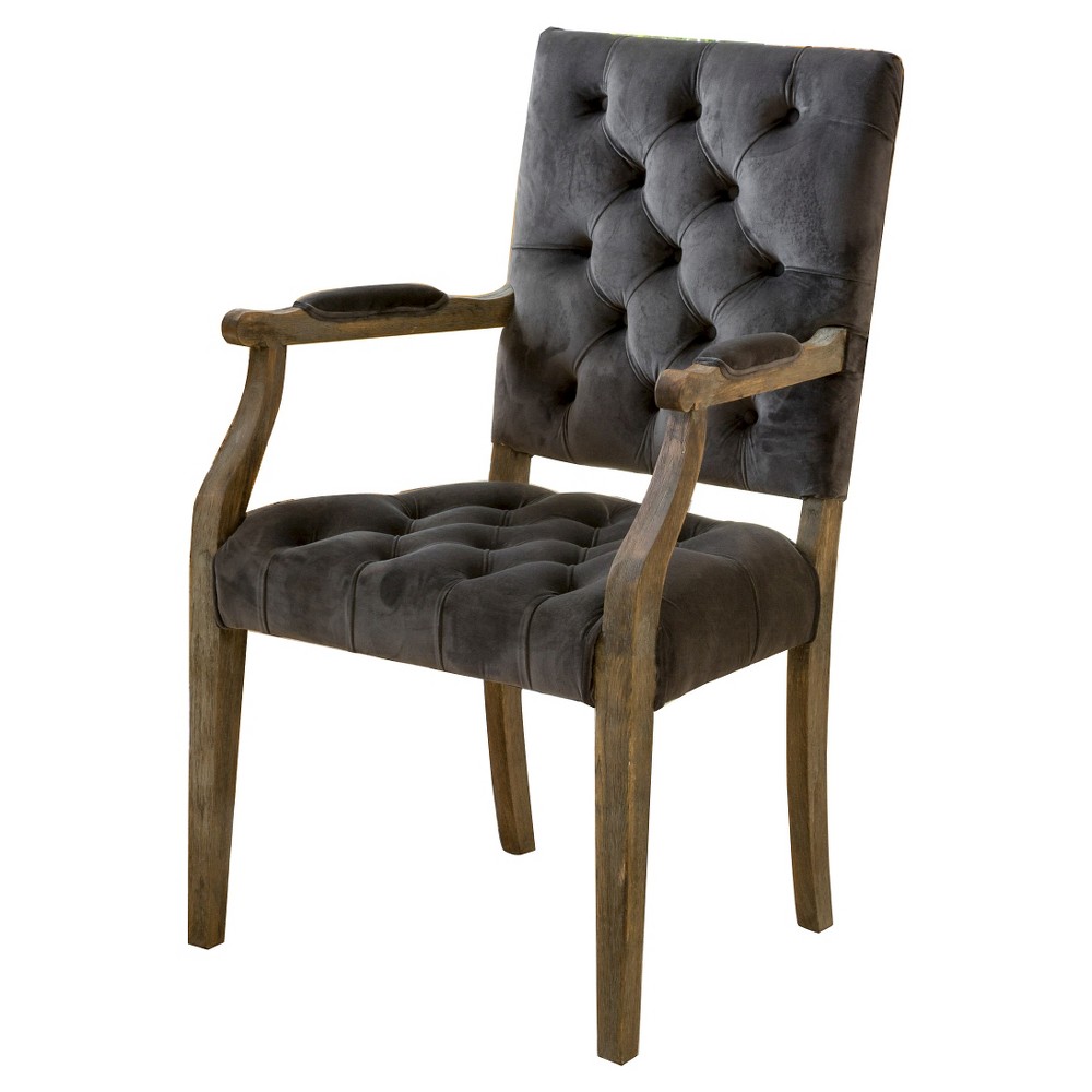 Photos - Chair Saltillo New Velvet Arm Dining  - Charcoal - Christopher Knight Home