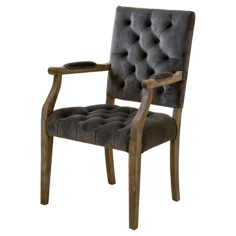 Saltillo New Velvet Arm Dining Chair - Charcoal - Christopher Knight Home, 1 of 6