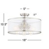 Possini Euro Design Taur Modern Ceiling Light Semi Flush Mount Fixture 18" Wide Brushed Nickel 6-Light LED Organza Sheer Drum Shade for Bedroom House - 4 of 4