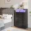 Modern 5-Drawer Wood Dresser w/ Charging & Lights - Tall Vertical Storage for Bedroom, Nursery, Living Room - 4 of 4