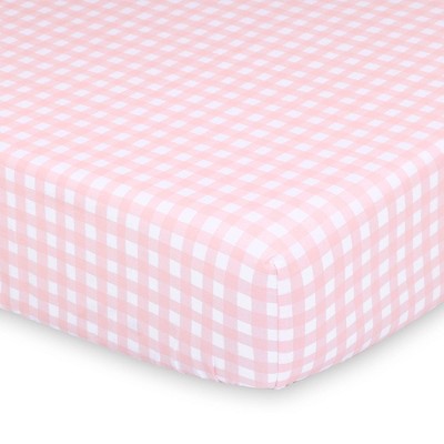 The Peanutshell Fitted Crib Sheet - Farmhouse Pink Check