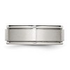 Black Bow Jewelry 8mm Stainless Steel Brushed Flat Center Polished Grooved Edge Band - image 3 of 4