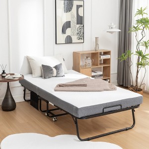 LOVSON Folding beds with mattresses, portable folding beds with storage covers, adult folding beds with memory foam mattresses and metal frames,wheels - 1 of 4
