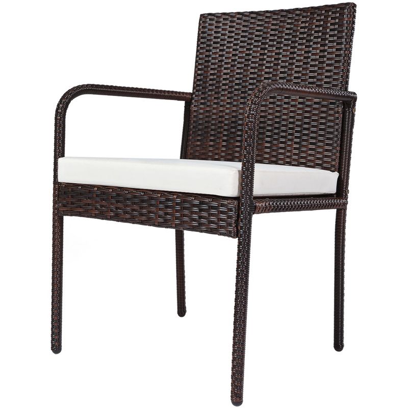 Tangkula 4-Piece Outdoor Rattan Wicker Dining Chairs with Armrests & Soft Cushions, 4 of 6