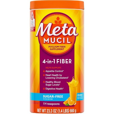 Metamucil - Psyllium Fiber Supplement Sugar Free Orange Powder, 23.3 Oz