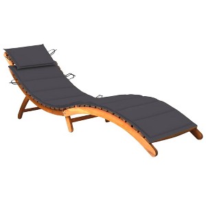 vidaXL Patio Sun Lounger with Cushion Solid Acacia Wood - 1 of 4
