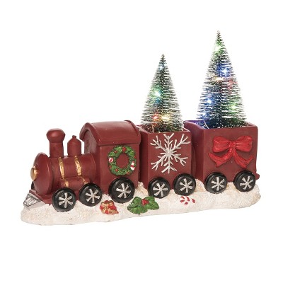 Transpac Resin 12 in. Multicolored Christmas Light Up Train with Trees