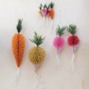 Storied Home Round Flocked Bottle Brush Radish Ornament, Set of 3 - 2 of 2