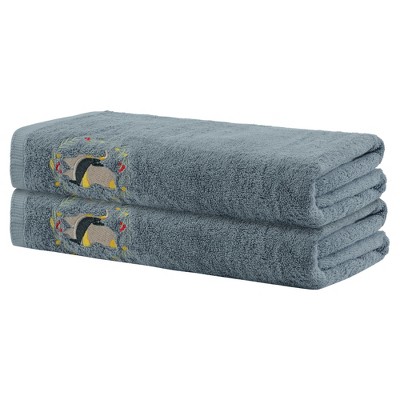 Unique Bargains 100% Cotton Highly Absorbent Quick Dry Bath Towels 2 Pack