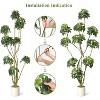 Artificial Umbrella Tree, Tall Faux Schefflera Floor Plant in White Planter, Multi-Trunk Fake Tree for Indoor Home, Office & Porch Decor - 4 of 4