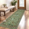 Washable Floral Runner Rug - Non-Slip Rubber Backing, Low-Pile Farmhouse Entryway Carpet, Foldable & Non-Shedding - 2 of 4