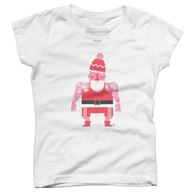 Girl's Design By Humans Tattoo Santa By kevingarrison T-Shirt