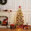 4.5 Foot Pre-Lit Artificial Christmas Tree with 85 Clear Lights,Timer,Pine Cones and Sleigh Base for Front Door, Porch, Xmas Home - 4 of 4