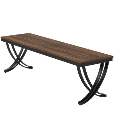 Lirago Brown 78.74" Industrial Double Desk E1 Engineered Wood Metal Frame 27.56x78.74x29.53 Computer Workstation