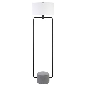 Hudson & Canal 63" Floor Lamp: Blackened Bronze, Concrete Base, Polyester Drum Shade - 1 of 4