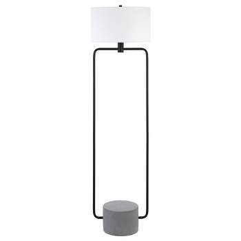 Hampton & Thyme 63" Tall Floor Lamp with Fabric Shade Blackened Bronze/Concrete/White