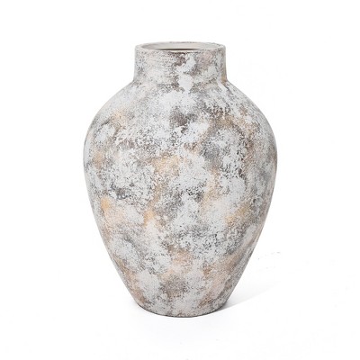 LuxenHome Ceramic Vase, 15'' Marble White Multicolored Modern Flower Vases, Decorative Vase for Dining Table Decor Living Room Home Decor