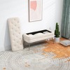Upholstered Fabric Storage Ottoman with Safety Hinge, Entryway Padded Footstool, Storage Bench for Living Room & Bedroom - 3 of 4