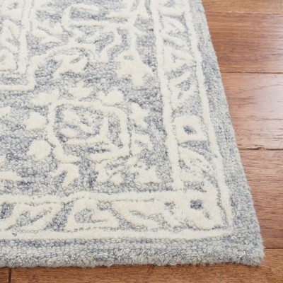 Gray Floral Hand-Tufted Wool Area Rug, 6' Square