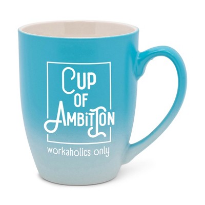 Elanze Designs Cup Of Ambition Workaholic Only Two Toned Ombre Matte Teal and White 12 ounce Ceramic Stoneware Coffee Cup Mug