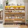 VINGLI Fluted Shoe Cabinet Storage for Entryway, Shoes Storage Cabinet with 4 Flip Drawers with LED Light,Natural Oak - 3 of 4