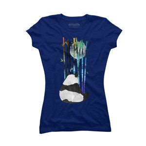 Junior's Design By Humans Panda, Bamboo & the Moon By ikaruz T-Shirt - 1 of 3