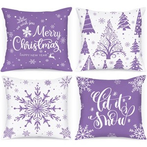 Purple Christmas Throw Pillow Covers 18x18 Set of 4, 18 inch - 1 of 3