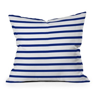 16"x16" Holli Zollinger Nautical Striped Square Throw Pillow Blue - Deny Designs: Coastal Style, Indoor Polyester Fill, Zippered - 1 of 3