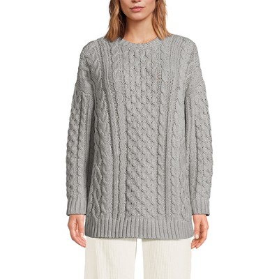 Lands' End Women's Oversized Drifter Cable Tunic Sweater