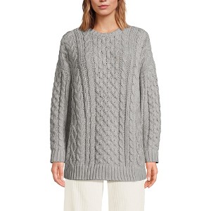 Lands' End Women's Oversized Drifter Cable Tunic Sweater - 1 of 3