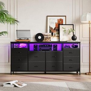 10 Drawer Dresser TV Stand,63" W Long Fabric Dresser Entertainment Center - 1 of 4