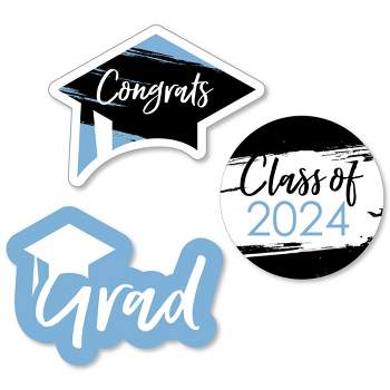 Big Dot of Happiness Light Blue 2024 Graduation Party - DIY Shaped Cut-Outs - 24 Count