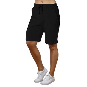 Galaxy By Harvic Women's Loose Fit Tech Fleece Performance Shorts With Heat Seal Zipper Pocket - 1 of 3